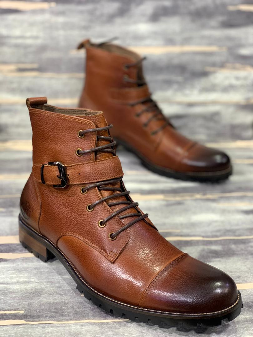 Timberland Men Boot Shoes Original Leather- Brown