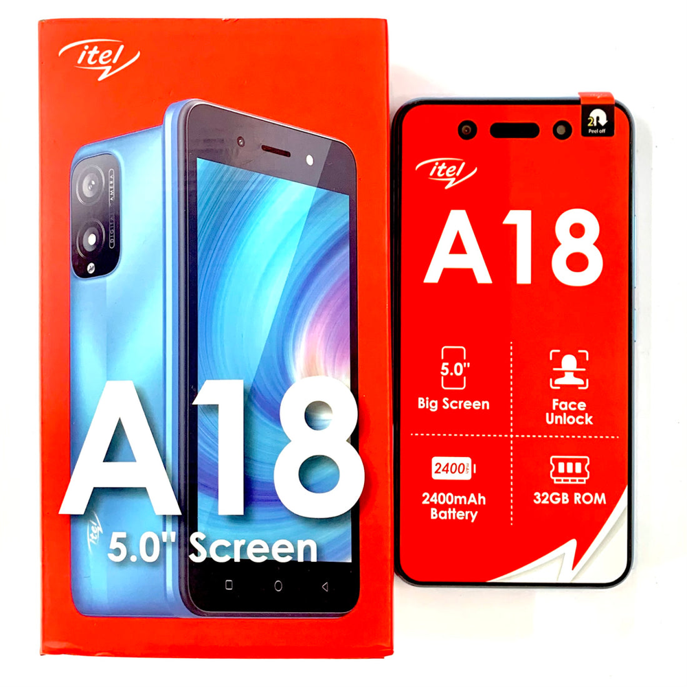 itel A18 - 5.0" HD Touch Screen, Face Unlock, 2400mAh, Quad-Core Processor, 32GB ROM, 1GB RAM-Blue