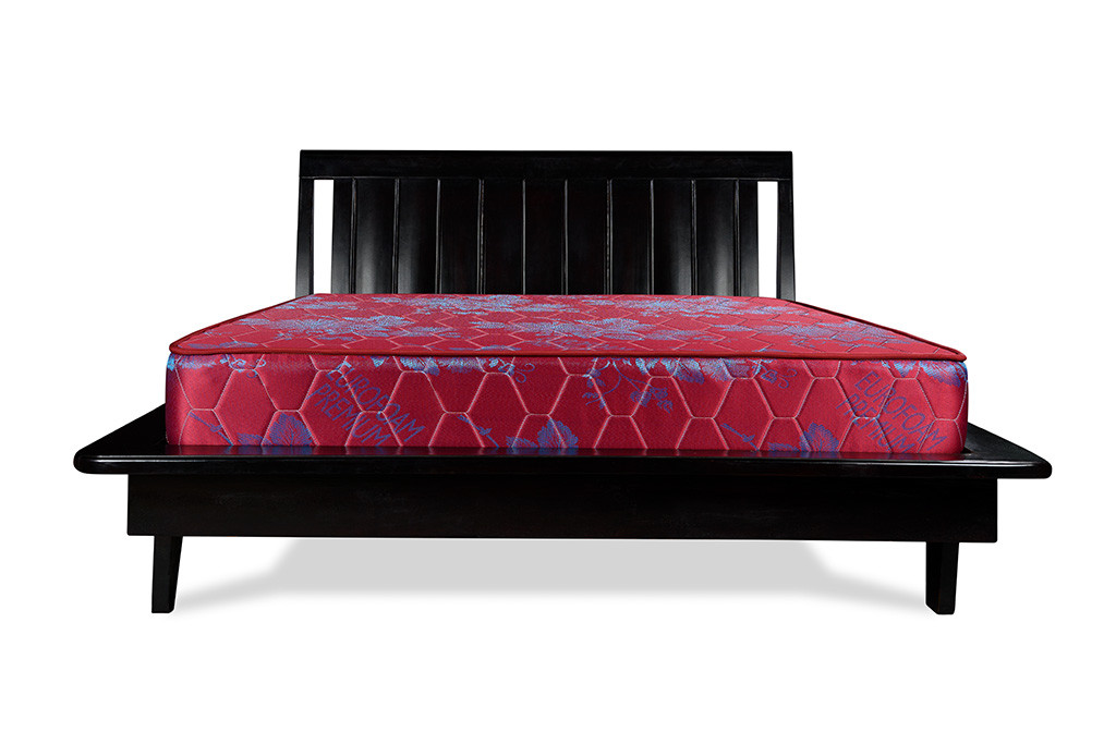 High Density Quilted eurofoam Mattress – Maroon with Blue Flowers
