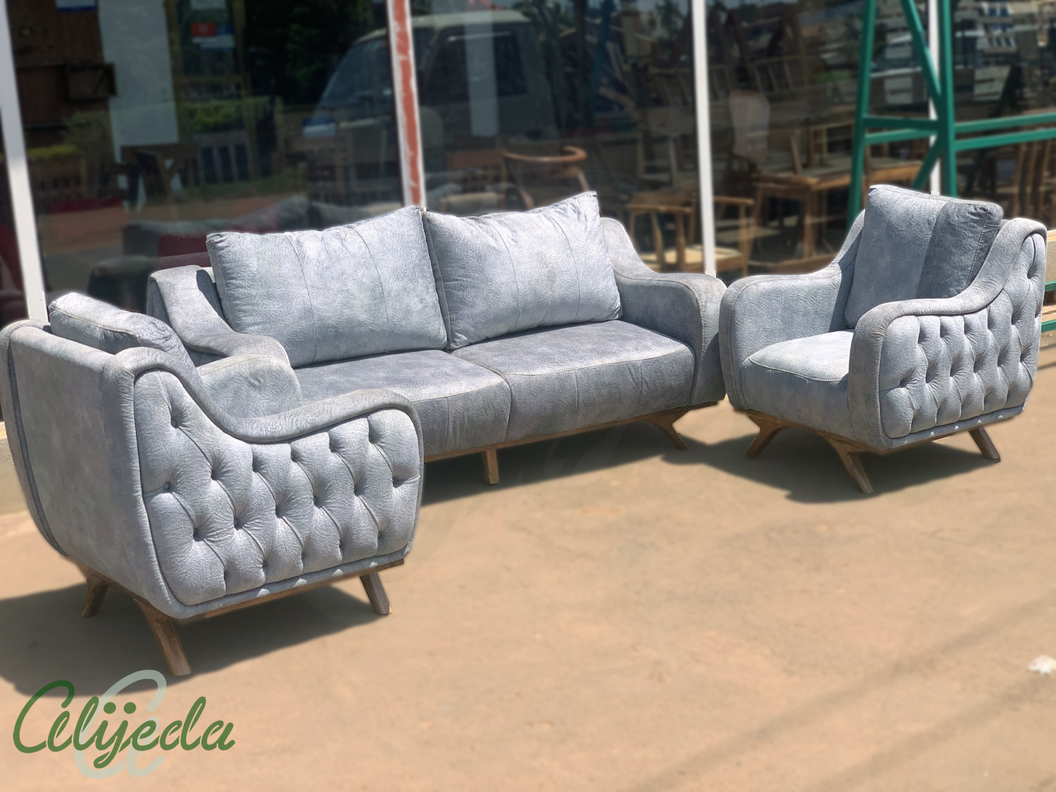 Leather Wooden Luxury furniture Sofa Set